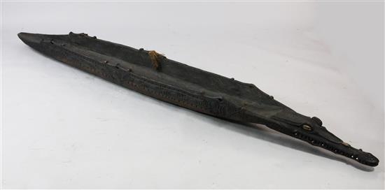 Sepik River carved wooden crocodile small canoe